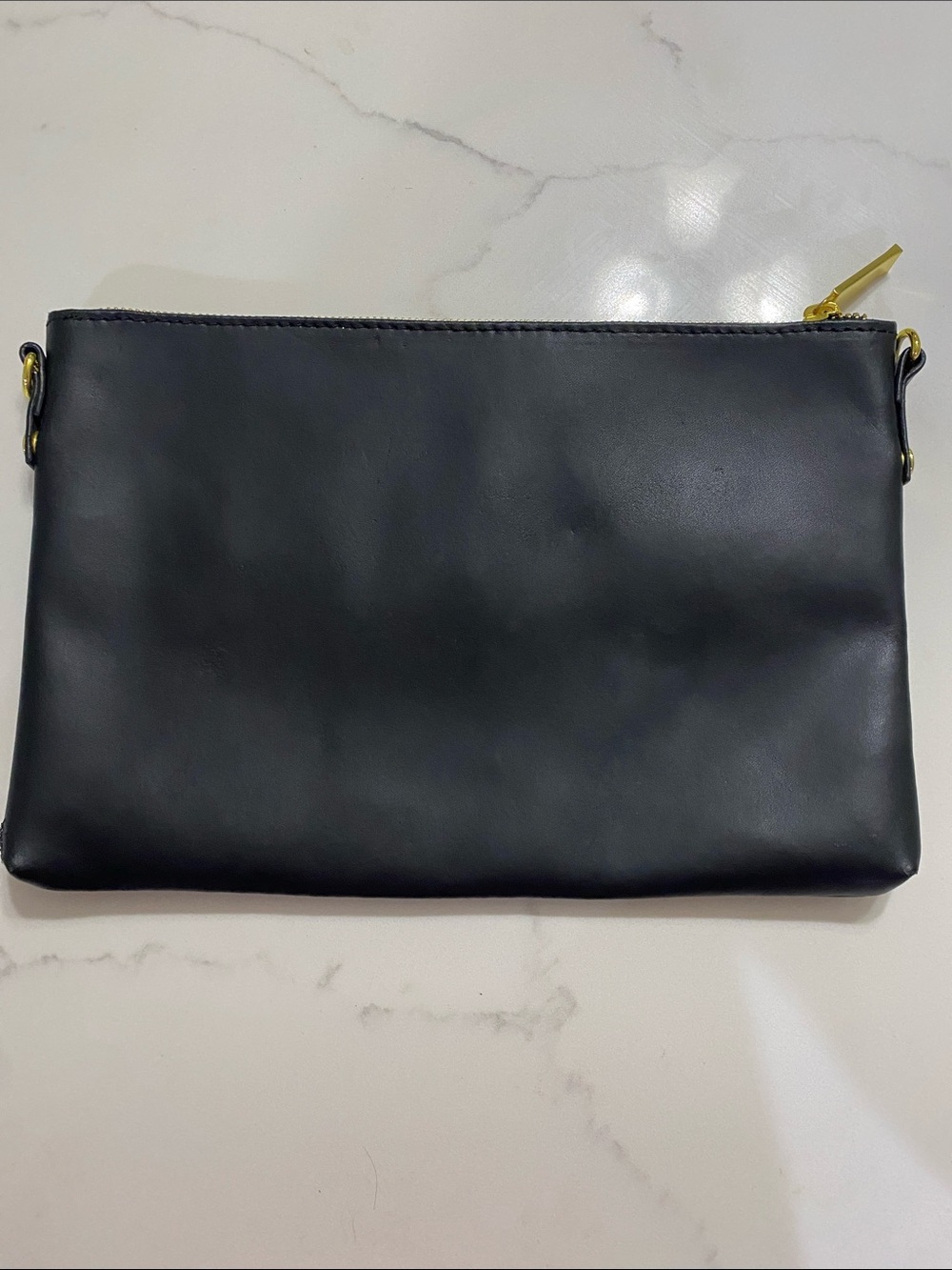 Joy & Iman Black Faux Leather and Suede Clutch with Gold Trim - Picture 3 of 5